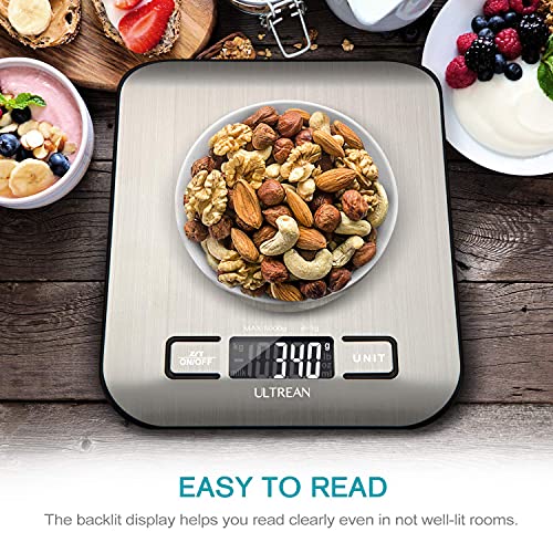 Talla M - Ultrean Food Scale  Digital Kitchen Scale Weight Grams and Ounces for Baking Cooking and Meal Prep  6 Units with Tare Function  11lb  Batteries Included