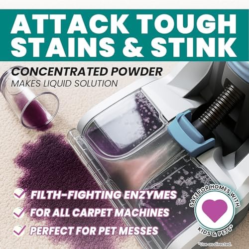Uncle Todds Carpet Cleaner Powder for Machines   Makes 30 Gallons of Carpet Cleaner Solution   Enzyme Formula Carpet Deodorizer   Removes Pet Odors & Stains   Safe for Carpets  Rugs & Upholstery