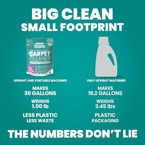 Uncle Todds Carpet Cleaner Powder for Machines   Makes 30 Gallons of Carpet Cleaner Solution   Enzyme Formula Carpet Deodorizer   Removes Pet Odors & Stains   Safe for Carpets  Rugs & Upholstery