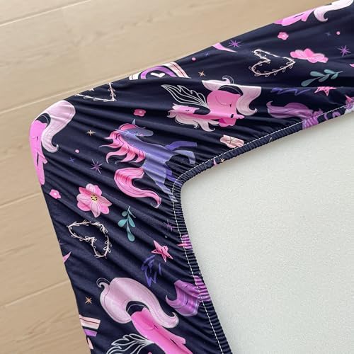 Unicorn Bedding Twin Girls Purple Unicorn Comforter for Girls All in one Zipper Kids Bedding