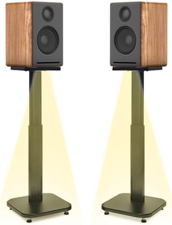 Universal Bookshelf Speaker Stands Pair   CNFRD Adjustable Height Floor Stands for Surround Sound   Holds 25lbs for Studio  Home Theater System   Tool Free Assembly