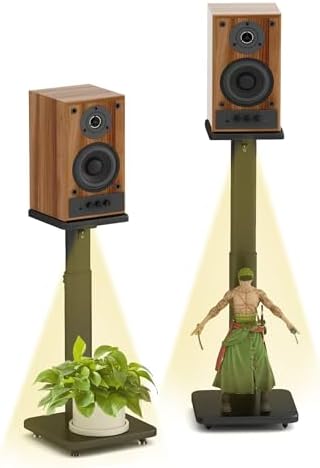 Universal Bookshelf Speaker Stands Pair   CNFRD Adjustable Height Floor Stands for Surround Sound   Holds 25lbs for Studio  Home Theater System   Tool Free Assembly