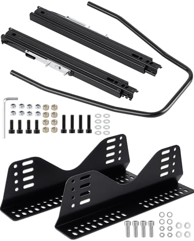 Universal Racing Seat Bracket with Seat Slider  Side Mounting Bracket Track Assembly Sets Compatible with NRG Sparco and More Aftermarket Seats