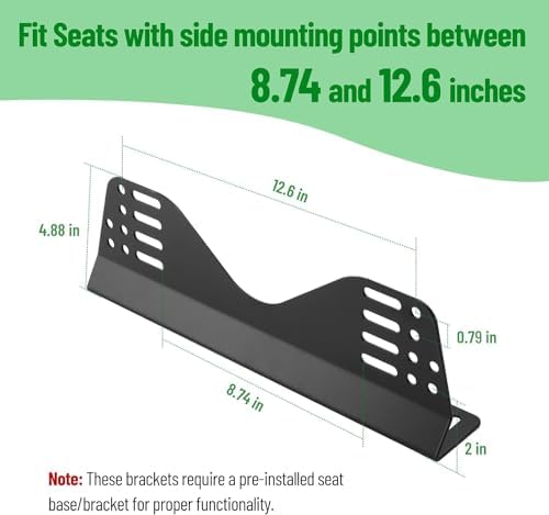 Universal Racing Seat Bracket with Seat Slider  Side Mounting Bracket Track Assembly Sets Compatible with NRG Sparco and More Aftermarket Seats