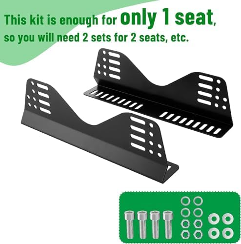 Universal Racing Seat Bracket with Seat Slider  Side Mounting Bracket Track Assembly Sets Compatible with NRG Sparco and More Aftermarket Seats