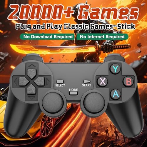 Upgrade Retro Gaming Console   64GB Game Stick with 20 000  Retro Games  Plug & Play Video Games with 2 Controllers Emulators   4K HDMI Video Game Console for Family