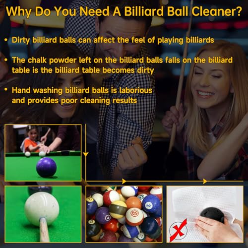 Upgraded Billiard Ball Cleaner and Polisher  Billiard Ball Cleaner  Pool Ball Cleaner for 16 Billiard and Snooker  Balls British and American Dual Use 110V  Automatic Pool Ball Cleaner