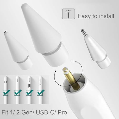 Upgraded Replacement Tips for Apple Pencil  Mix Metal Tips for Apple Pencil 2nd Generation/ 1st Gen/USB C/Pencil Pro Tips 4 Pack 