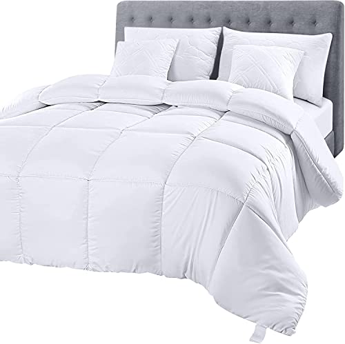Utopia Bedding Comforter Duvet Insert  Quilted Comforter with Corner Tabs  Box Stitched Down Alternative Comforters Queen Size  White