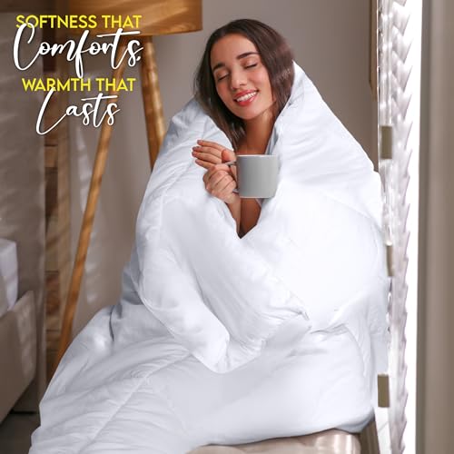 Utopia Bedding Comforter Duvet Insert  Quilted Comforter with Corner Tabs  Box Stitched Down Alternative Comforters Queen Size  White