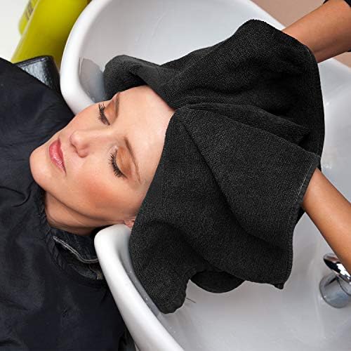Utopia Towels  Salon Towel  Pack of 12  Not Bleach Proof  16 by 27 Inches  Highly Absorbent Cotton Towels for Hand  Gym  Beauty  Spa  and Home Hair Care  Black