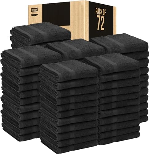 Utopia Towels  Salon Towel  Pack of 12  Not Bleach Proof  16 by 27 Inches  Highly Absorbent Cotton Towels for Hand  Gym  Beauty  Spa  and Home Hair Care  Black