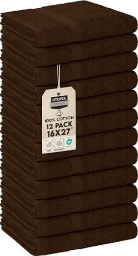 Utopia Towels  Salon Towel  Pack of 12  Not Bleach Proof  16 by 27 Inches  Highly Absorbent Cotton Towels for Hand  Gym  Beauty  Spa  and Home Hair Care  Black