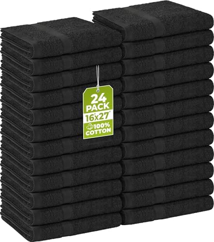 Utopia Towels  Salon Towel  Pack of 12  Not Bleach Proof  16 by 27 Inches  Highly Absorbent Cotton Towels for Hand  Gym  Beauty  Spa  and Home Hair Care  Black