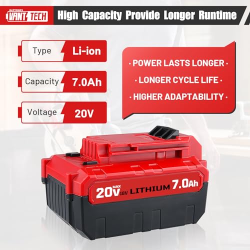 VANTTECH 2Pack 7 0Ah PCC685L Replacement for Porter Cable 20V Lithium Battery PCC680L PCC685LP PCC682L PCC681L PCC680LP PCC640 PCC600 PCCK602L2 Compatible with Porter Cable 20V Cordless Tools