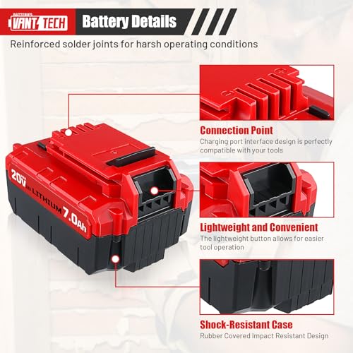 VANTTECH 2Pack 7 0Ah PCC685L Replacement for Porter Cable 20V Lithium Battery PCC680L PCC685LP PCC682L PCC681L PCC680LP PCC640 PCC600 PCCK602L2 Compatible with Porter Cable 20V Cordless Tools