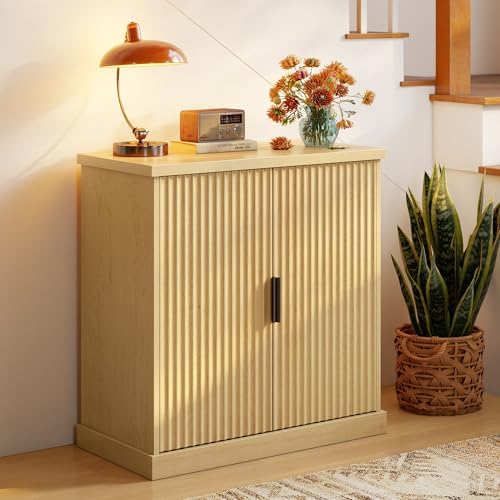 VASAGLE LIRY Collection   Buffet Cabinet  Coffee Bar Cabinet with 3 Drawers  Adjustable Shelves  Sideboard Storage with Cable Holes  Drawer Dividers  Rustic White and Honey Brown UBBK371W01V1