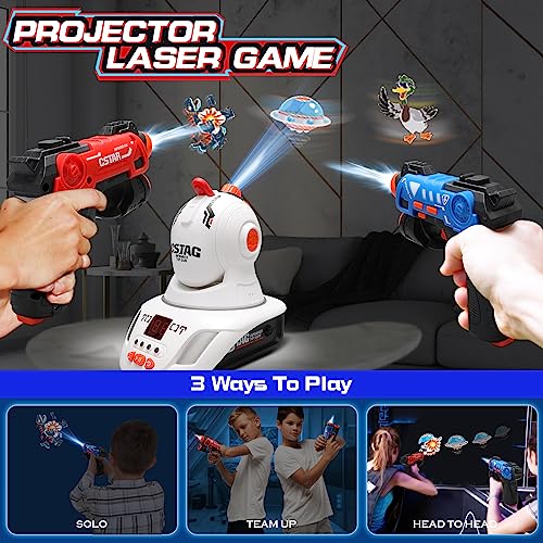 VATOS Infrared Laser Tag Set with Projector   2 Player Infrared Mini Laser Tag Guns for Kids Boys 3   Indoor/Outdoor Exciting Game Perfect Family Activity Toy for Kids Age 4 5 6 7 Boys Girls Gift