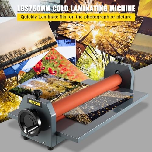 VEVOR 29 5 Inch Cold Laminator Machine 10mm Manual Vinyl Photo Film Cold laminator Hand Crank Pressure Cold Roll laminator 29 5 Inch 
