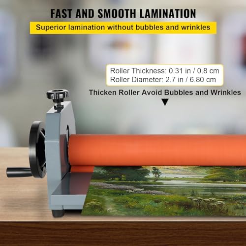 VEVOR 29 5 Inch Cold Laminator Machine 10mm Manual Vinyl Photo Film Cold laminator Hand Crank Pressure Cold Roll laminator 29 5 Inch 