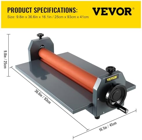 VEVOR 29 5 Inch Cold Laminator Machine 10mm Manual Vinyl Photo Film Cold laminator Hand Crank Pressure Cold Roll laminator 29 5 Inch 