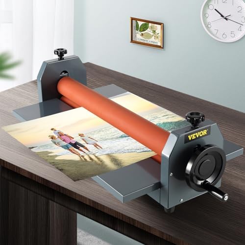 VEVOR 29 5 Inch Cold Laminator Machine 10mm Manual Vinyl Photo Film Cold laminator Hand Crank Pressure Cold Roll laminator 29 5 Inch 