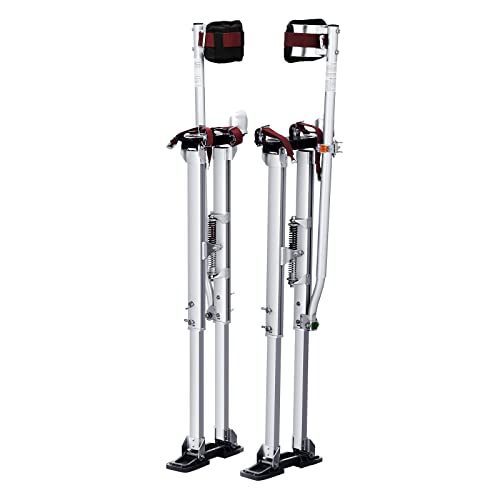 VEVOR 36 50 Adjustable Aluminum Drywall Tool Stilts  Durable Non Slip Work Stilts with Protective Knee Pads  for Sheetrock Painting  Taping  Walking  Silver