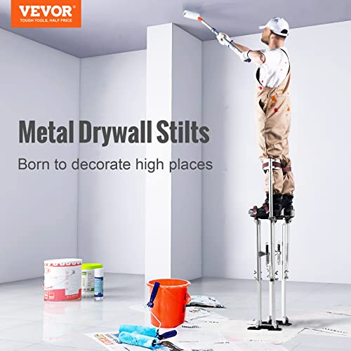 VEVOR 36 50 Adjustable Aluminum Drywall Tool Stilts  Durable Non Slip Work Stilts with Protective Knee Pads  for Sheetrock Painting  Taping  Walking  Silver