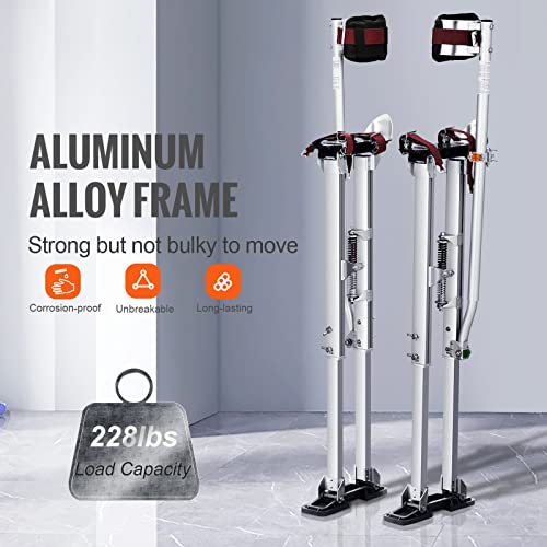 VEVOR 36 50 Adjustable Aluminum Drywall Tool Stilts  Durable Non Slip Work Stilts with Protective Knee Pads  for Sheetrock Painting  Taping  Walking  Silver