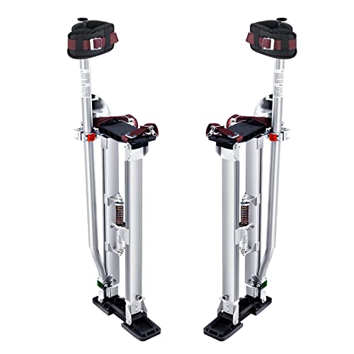 VEVOR 36 50 Adjustable Aluminum Drywall Tool Stilts  Durable Non Slip Work Stilts with Protective Knee Pads  for Sheetrock Painting  Taping  Walking  Silver