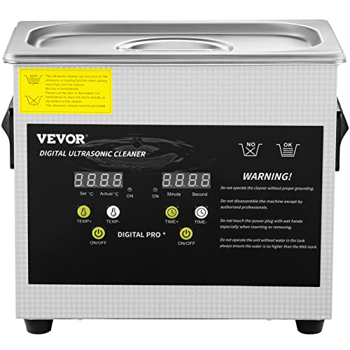 VEVOR 3L Upgraded Ultrasonic Cleaner  200W Heater 120W Ultrasonic  Professional Digital Lab Ultrasonic Parts Cleaner with Heater Timer for Jewelry Glasses Parts Cleaning