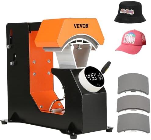 VEVOR Máquina de prensa térmica automática 3 en 1 para gorras - Sin arrugas, liberación automática y botón de presión, panel de control digital estilo perilla, con 3 placas intercambiables (6.6" x 2.7