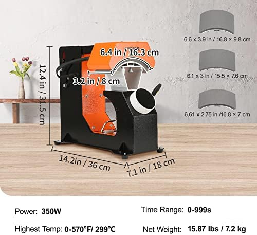 VEVOR Máquina de prensa térmica automática 3 en 1 para gorras - Sin arrugas, liberación automática y botón de presión, panel de control digital estilo perilla, con 3 placas intercambiables (6.6" x 2.7