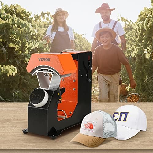 VEVOR Máquina de prensa térmica automática 3 en 1 para gorras - Sin arrugas, liberación automática y botón de presión, panel de control digital estilo perilla, con 3 placas intercambiables (6.6" x 2.7