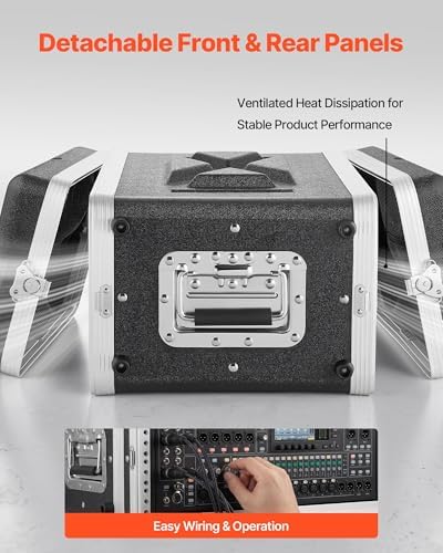 VEVOR 4U Rack Case  14 in Depth  Server Rack Cabinet Shallow with ABS Construction  Recessed Twist Latches  Detachable Front & Back Cover  Easy Installation  for Amplifier  11 4 in Internal Depth