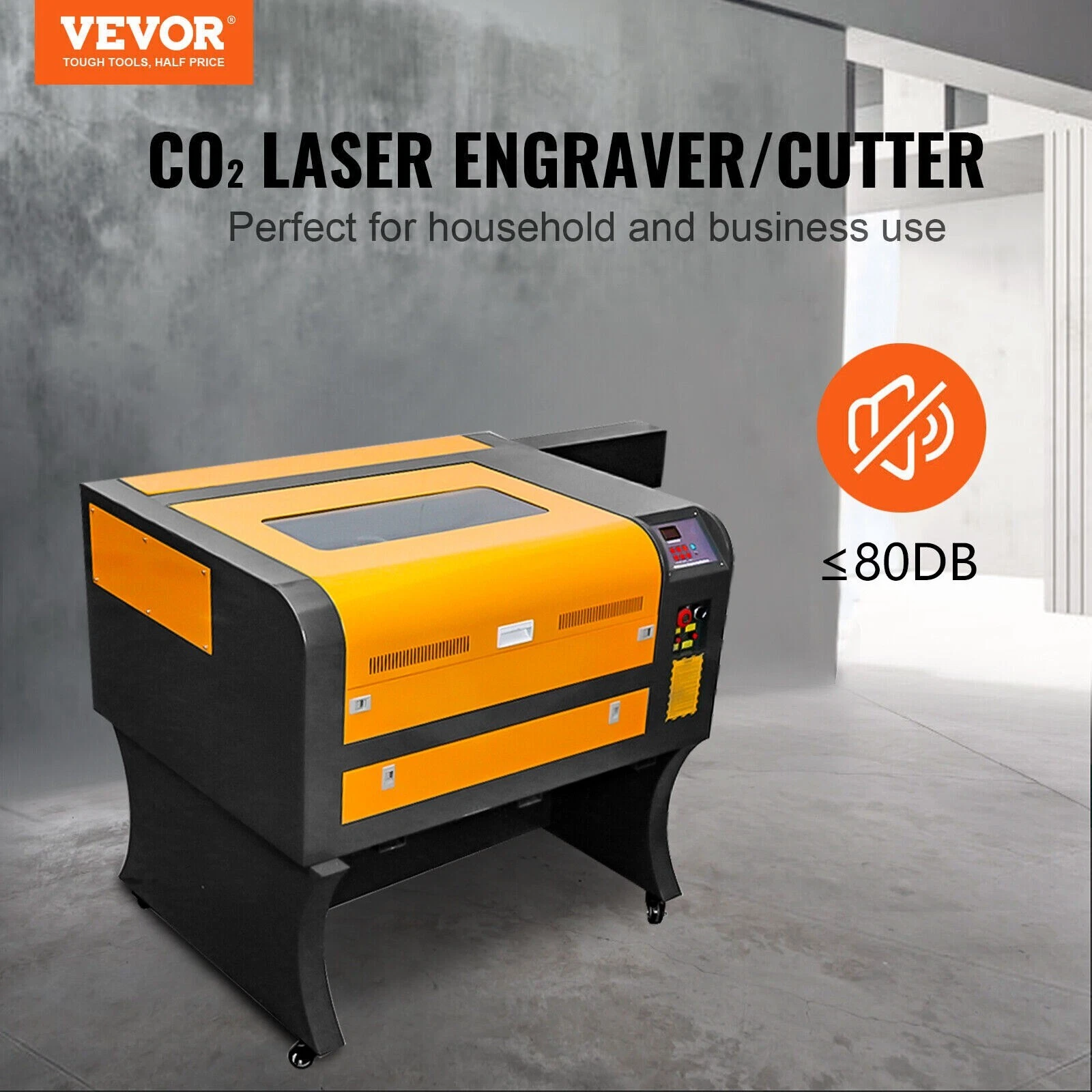 Máquina de grabado láser CO2 VEVOR de 60 W con corte y área de trabajo amplia de 40 x 60 cm