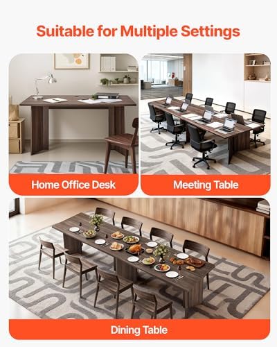 VEVOR 63 in Executive Desk  Large Modern Rectangle Office Table  Heavy Duty Wooden Executive Table with Cable Connection Hole  250 LBS Load Capacity  Easy Assembly  for Work Study Writing  Walnut