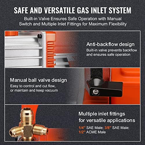 VEVOR 7 CFM Dual Stage HVAC Vacuum Pump  1/2 HP Rotary Vane Vacuum Pump with Oil Bottle  for HVAC Repair  Refrigeration Maintenance  Resin Degassing  Compatible with R12  R22  R134a  R410a Refrigerant