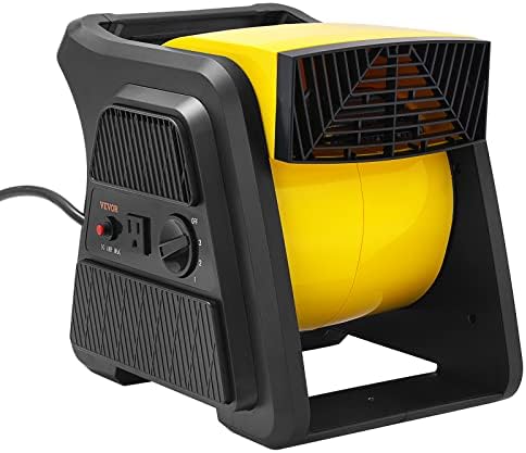 VEVOR Air Mover  1/2 HP 2600 CFM Carpet Dryer for Cooling and Ventilating  Portable Floor Blower Fan with 4 Blowing Angles and Time Function  for Janitorial  Home  Commercial Use
