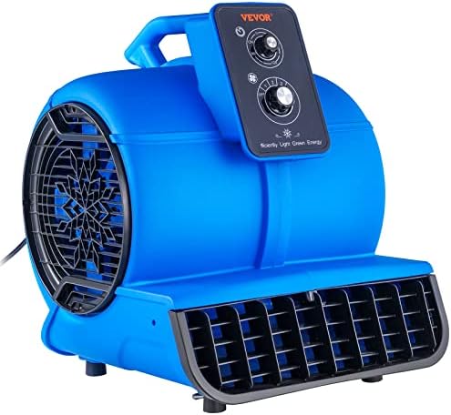 VEVOR Air Mover  1/2 HP 2600 CFM Carpet Dryer for Cooling and Ventilating  Portable Floor Blower Fan with 4 Blowing Angles and Time Function  for Janitorial  Home  Commercial Use