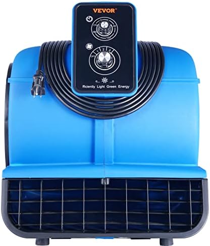 VEVOR Air Mover  1/2 HP 2600 CFM Carpet Dryer for Cooling and Ventilating  Portable Floor Blower Fan with 4 Blowing Angles and Time Function  for Janitorial  Home  Commercial Use