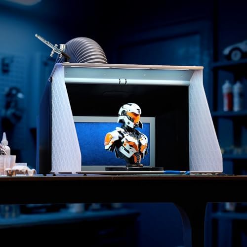 VEVOR Airbrush Spray Booth  Dual Fans  21 5 x 18 7 x 14 6 in  Portable Hobby Airbrush Paint Spray Booth Kit with 3 LED Lights and Exhaust Extension Hose  for Painting Models  Arts  Crafts  Cakes