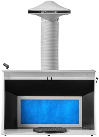 VEVOR Airbrush Spray Booth  Dual Fans  21 5 x 18 7 x 14 6 in  Portable Hobby Airbrush Paint Spray Booth Kit with 3 LED Lights and Exhaust Extension Hose  for Painting Models  Arts  Crafts  Cakes