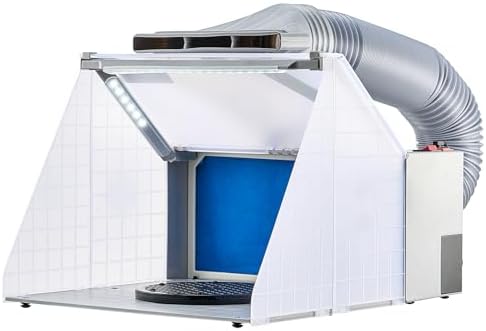 VEVOR Airbrush Spray Booth  Dual Fans  21 5 x 18 7 x 14 6 in  Portable Hobby Airbrush Paint Spray Booth Kit with 3 LED Lights and Exhaust Extension Hose  for Painting Models  Arts  Crafts  Cakes