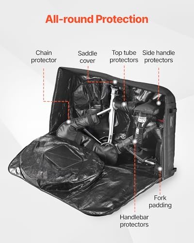 VEVOR Bike Travel Bag  Transport Universal Bicycle Storage Case Bag with TSA Lock  Support Plates  Protection and Fork Mount Stabilisation  Bicycle Case Max  Wheelbase 51 in for Airplane  Outdoor Use