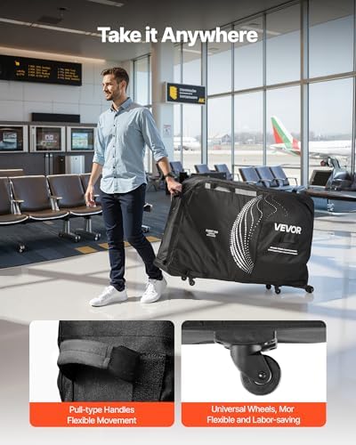 VEVOR Bike Travel Bag  Transport Universal Bicycle Storage Case Bag with TSA Lock  Support Plates  Protection and Fork Mount Stabilisation  Bicycle Case Max  Wheelbase 51 in for Airplane  Outdoor Use