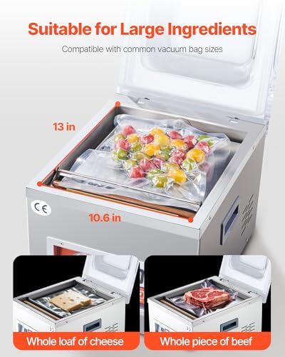 VEVOR Chamber Vacuum Sealer  260W Sealing Power  Vacuum Packing Machine for Wet Foods  Meats  Marinades and More  Compact Size with 10 2 in Sealing Length  Applied in Home Kitchen and Commercial Use