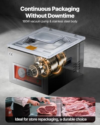 VEVOR Chamber Vacuum Sealer  260W Sealing Power  Vacuum Packing Machine for Wet Foods  Meats  Marinades and More  Compact Size with 10 2 in Sealing Length  Applied in Home Kitchen and Commercial Use