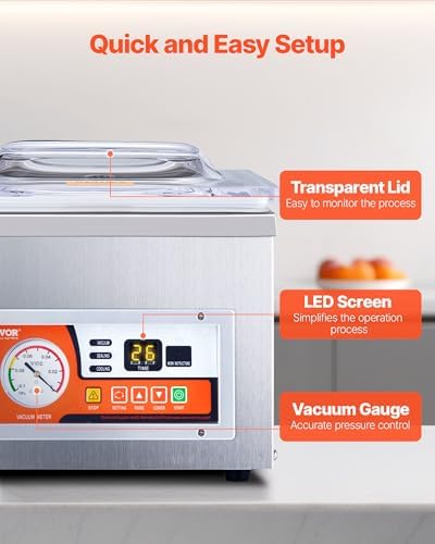 VEVOR Chamber Vacuum Sealer  260W Sealing Power  Vacuum Packing Machine for Wet Foods  Meats  Marinades and More  Compact Size with 10 2 in Sealing Length  Applied in Home Kitchen and Commercial Use