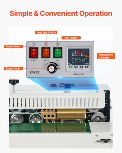VEVOR Continuous Bag Band Sealing Machine  0 24 0 47 in/6 12 mm Seal Width  Horizontal Band Sealer Machine with Digital Temperature Control Stainless Steel Bag Sealer for 0 02 0 8 mm Plastic Bag Film